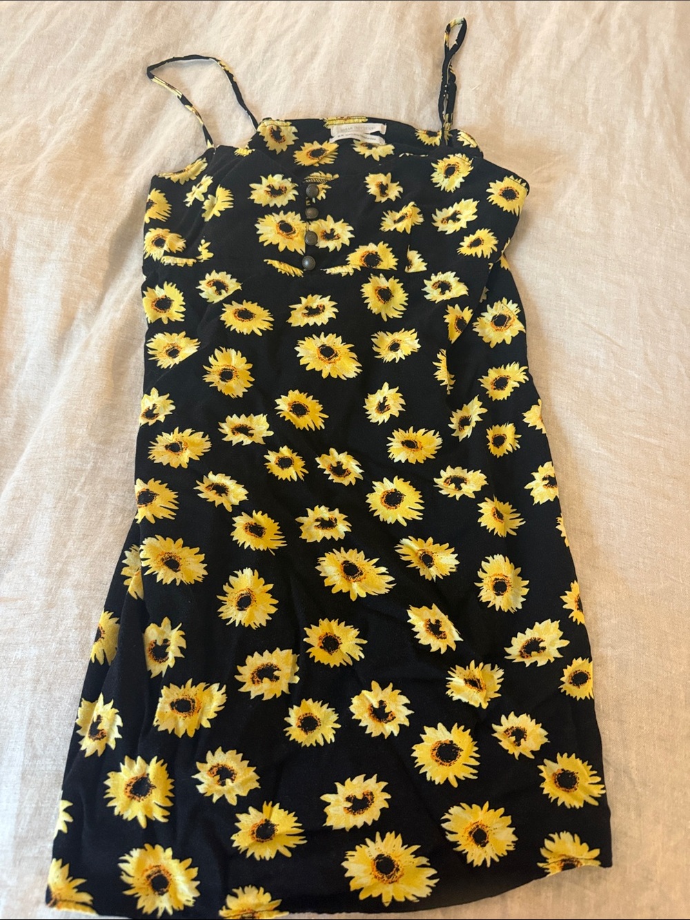 Girls' Black Sunflower Print Sundress